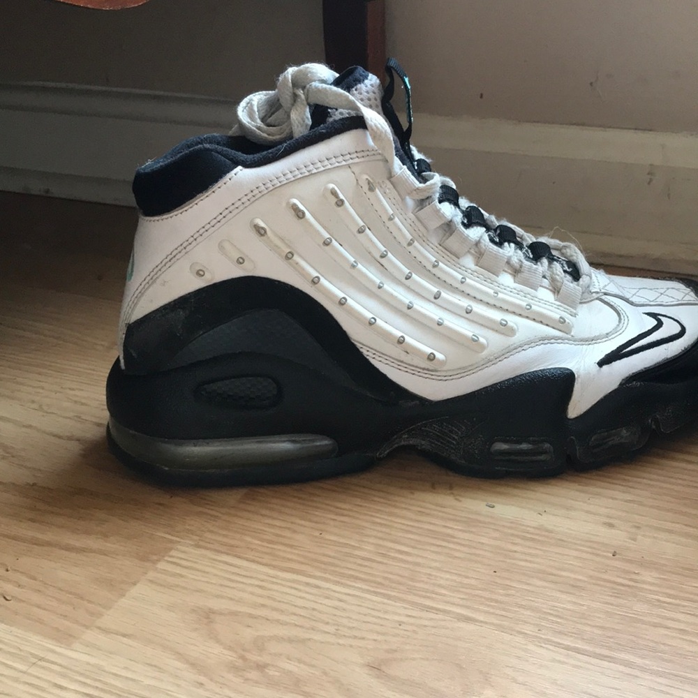 White and black nike shoes